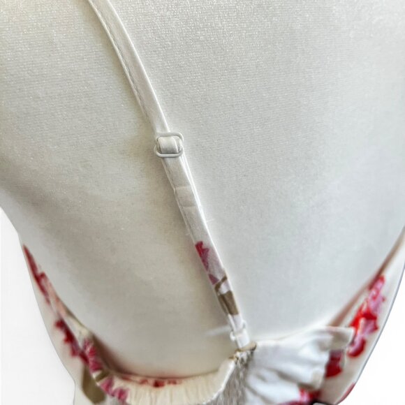 Floral Cottagecore Sundress Size M White Red Coastal Wedding Guest Dress - Picture 6 of 14